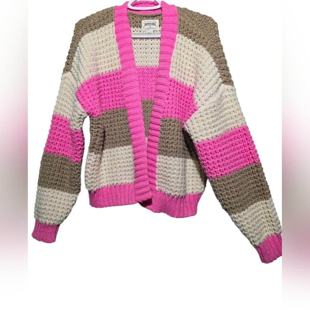 American Eagle Small Oversized Colorful Striped Women's Sweater PTP 24